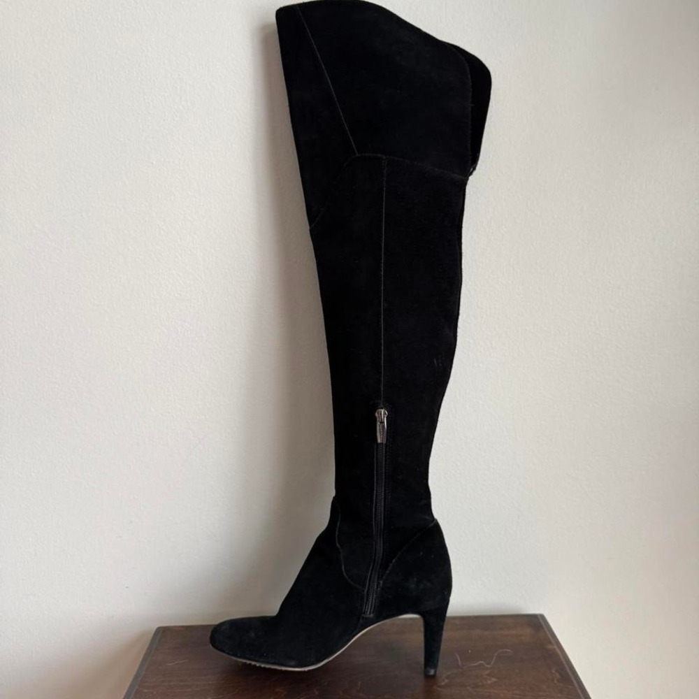 Vince Camuto Over the knee black suede boot size 6 pointed toe boho kitten heel - Picture 3 of 6